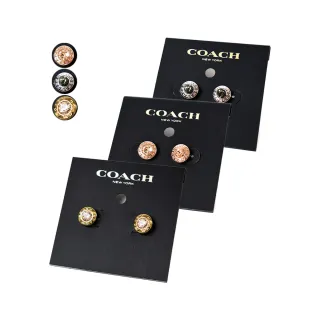 【COACH】圓型LOGO水鑽針式耳環-金色 歷史價格詳細信息