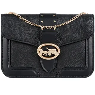 COACH黑色鉚釘荔枝紋全皮釦式翻蓋WOC斜背包 歷史價格詳細信息