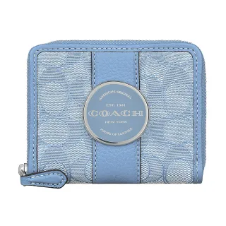 COACH 藍金屬標誌防水帆布押扣短夾-透明視窗 歷史價格詳細信息