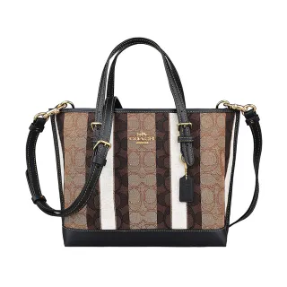 【COACH】COACH MOLLIE金字LOGO荔枝紋牛皮肩背托特包(粉紅x橘) 歷史價格詳細信息