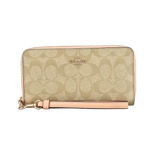【COACH】PVC Logo印花手掛拉鍊長夾(卡其草莓) 歷史價格詳細信息