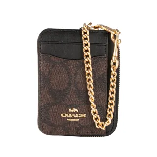 【COACH】PVC Logo拉鍊直式斜背手機包(深咖黑邊) 歷史價格詳細信息