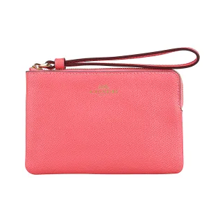 【COACH】COACH 燙金/銀馬車LOGO緹花PVC拼接牛皮拉鍊手拿包(卡其x水藍) 歷史價格詳細信息