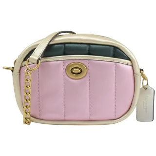 COACH 經典圓牌防刮皮革斜背包 側背包 肩背包(米駝色) F34497 歷史價格詳細信息