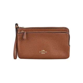 【COACH】金字LOGO拚色皮革肩背x斜背包(粉色x酒紅色) 歷史價格詳細信息