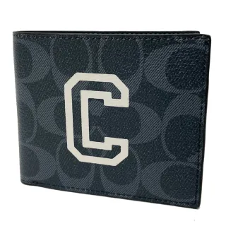 COACH 短夾 藍色 LOGO款 大雙C 經典 狀況好  織布搭配真皮滾邊 中夾 零錢包 歷史價格詳細信息