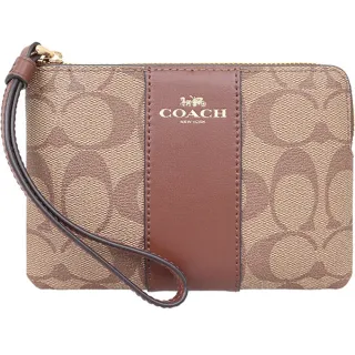 【COACH】卡其X咖啡棕滿版C LOGO拉鍊皮革手提斜背包(C6838 IMNOX) 歷史價格詳細信息