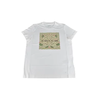【COACH】COACH FLORAL KNOT 空心LOGO刺繡小花花搭C字印花設計純棉短袖T恤(女款/白) 歷史價格詳細信息