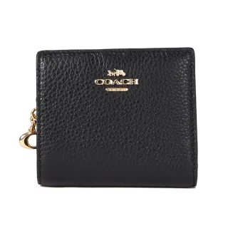 COACH 金屬馬車荔枝皮革對折拉鍊短夾(黑色) 歷史價格詳細信息