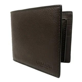 COACH 男款素面防刮牛皮對開男短夾附活動ID票夾(黑) 歷史價格詳細信息