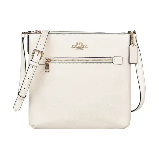 【COACH】COACH Rowan 金屬金字LOGO PVC拉鍊斜背包(卡其x桃紅) 歷史價格詳細信息