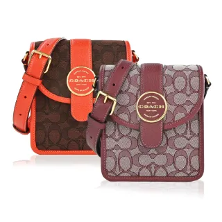 COACH LONNIE 莓果粉色緹花織布直立式翻蓋斜背包(小) 歷史價格詳細信息