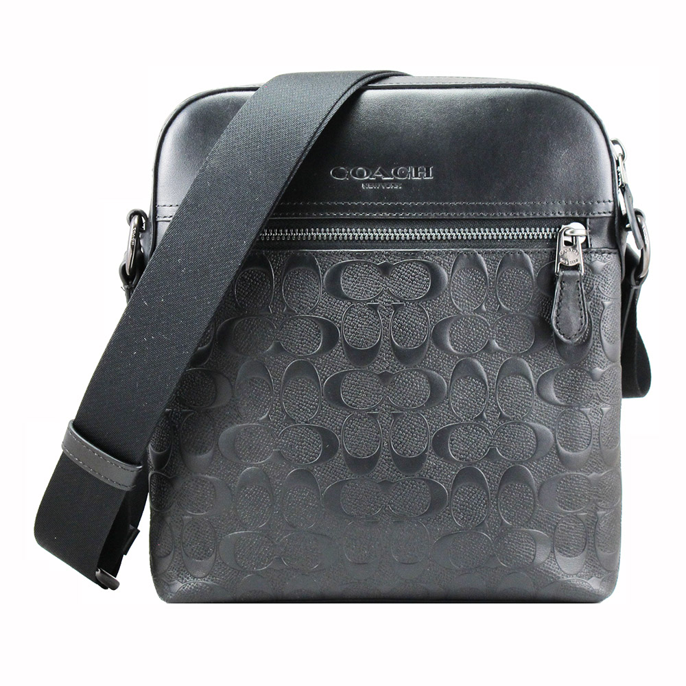 COACH 浮雕LOGO 皮革對開男仕短夾附活動ID票夾(黑色) 歷史價格詳細信息