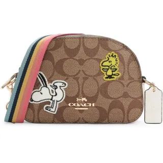 COACH X PEANUTS SNOOPY 史奴比限定聯名款 史奴比與朋友們荔枝紋皮革L型拉鍊手拿包-多彩/米白色 歷史價格詳細信息