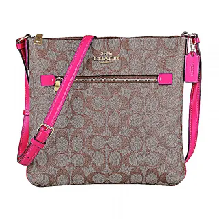 COACH 金色馬車Logo卡其色防刮X桃粉色皮革三折式壓扣短夾 歷史價格詳細信息