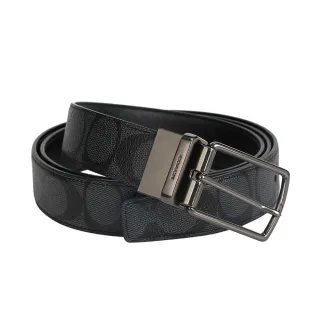 【COACH】雙面用C LOGO男款寬版皮帶(黑灰/焦糖) 歷史價格詳細信息