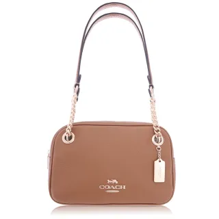 【COACH】鵝卵石皮革 / Georgie Gem小款 / 斜背 兩用包(橘紅色) 歷史價格詳細信息