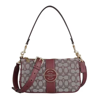 COACH LONNIE 莓果粉色緹花織布直立式翻蓋斜背包(小) 歷史價格詳細信息