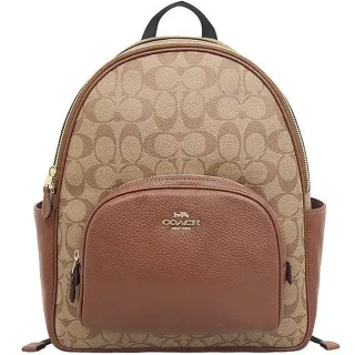 【COACH】卡其X咖啡棕滿版C LOGO拉鍊皮革手提斜背包(C6838 IMNOX) 歷史價格詳細信息