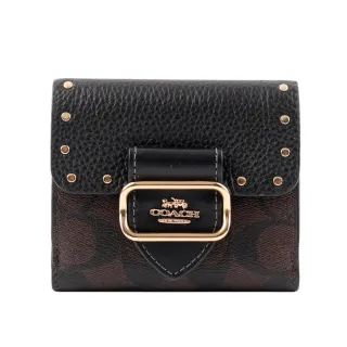 COACH黑色鉚釘荔枝紋全皮釦式翻蓋WOC斜背包 歷史價格詳細信息