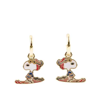 COACH X PEANUTS SNOOPY 史奴比限定聯名款 史奴比與朋友們荔枝紋皮革L型拉鍊手拿包-多彩/米白色 歷史價格詳細信息