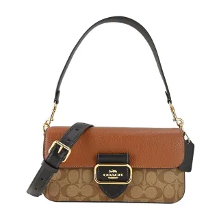COACH  Morgan 最新款式拼接 皮革斜背鍊包 滿版c字咖啡色拼接蘋果綠色  贈品原廠紙袋、防塵袋 歷史價格詳細信息