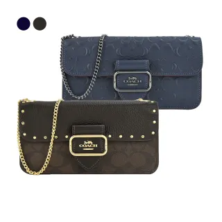 COACH  Morgan 最新款式拼接 皮革斜背鍊包 滿版c字咖啡色拼接蘋果綠色  贈品原廠紙袋、防塵袋 歷史價格詳細信息