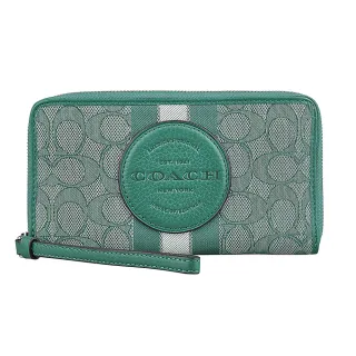 COACH 圓牌琺瑯LOGO織布拉鍊短夾-大理石藍 歷史價格詳細信息