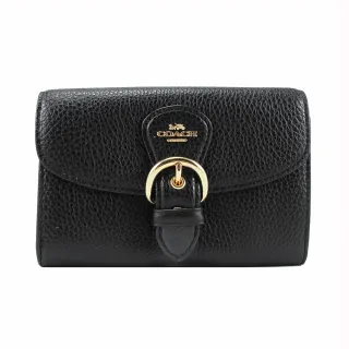 COACH 金屬馬車荔枝皮革對折拉鍊短夾(黑色) 歷史價格詳細信息