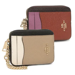 【COACH】撞色滿版C印花拼接皮帶飾信用卡零錢中夾(駝/深咖) 歷史價格詳細信息