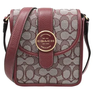 COACH LONNIE 莓果粉色緹花織布直立式翻蓋斜背包(小) 歷史價格詳細信息