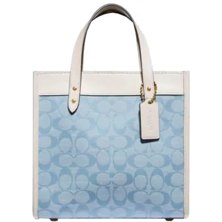 【COACH】Field 30馬車標誌PVC手提肩背兩用包(深咖x白) 歷史價格詳細信息