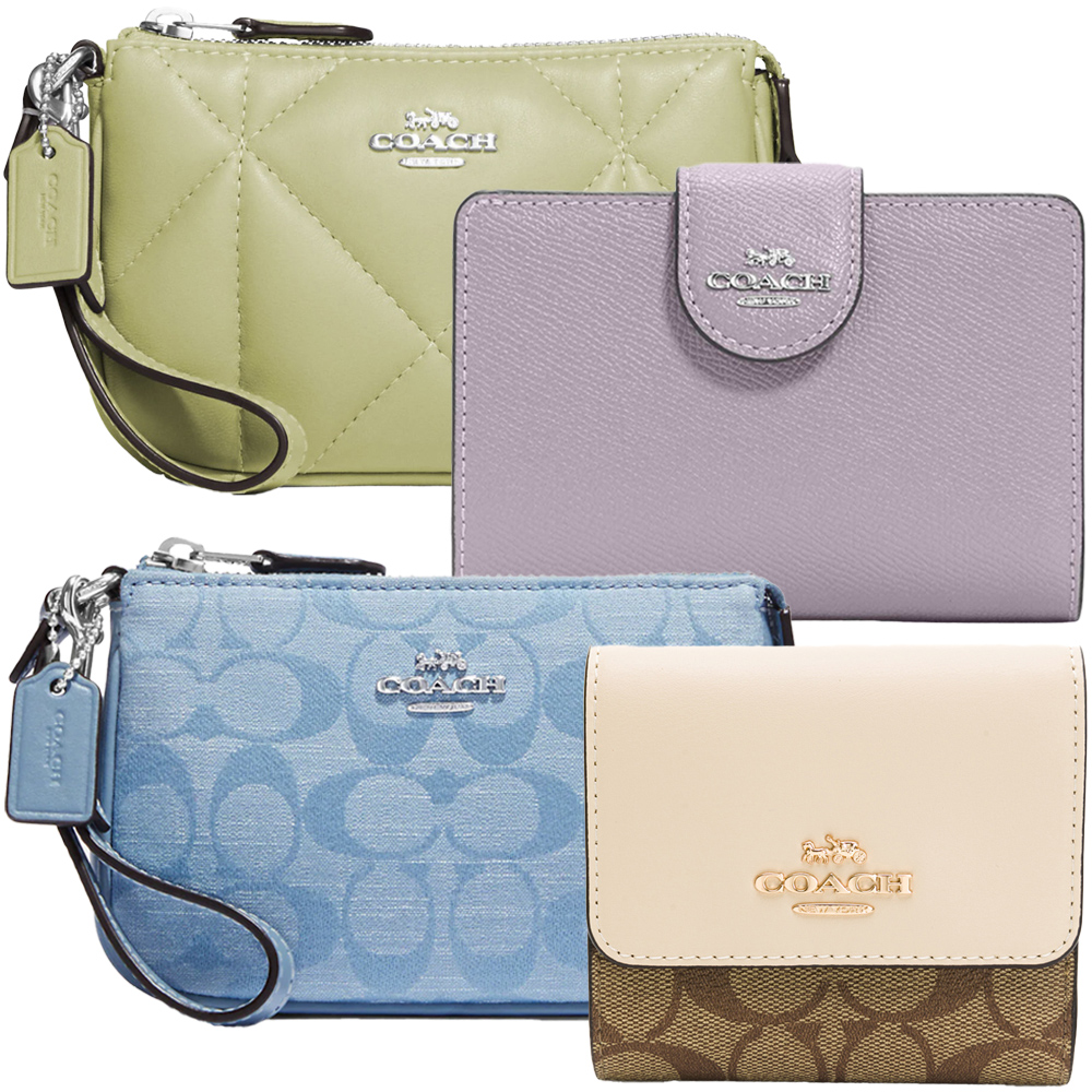 COACH & Michael Kors & Kate Spade 經典立體LOGO 緹花/素色皮革釦式皮夾中夾 (多款多色可選) 歷史價格詳細信息