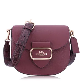 COACH Morgan 緹花PVC拼接皮革馬鞍斜背包(棕紅) 歷史價格詳細信息