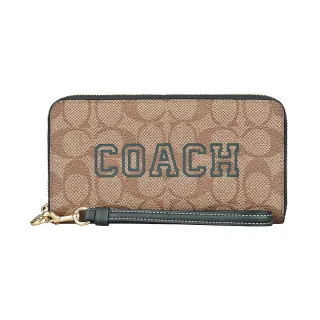 【COACH】COACH Varsity印花LOGO緹花PVC磁釦式肩背托特包(深棕x西瓜紅) 歷史價格詳細信息