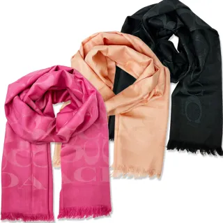 COACH 新款大C LOGO喀什米爾混羊毛圍巾(黑灰) 歷史價格詳細信息