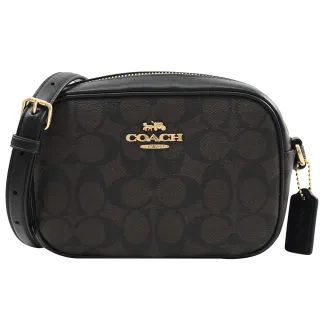 【COACH】COACH Mini Jamie金屬黑字LOGO牛皮迪士尼聯名卡通圖案拉鍊斜背相機包(小/黑) 歷史價格詳細信息