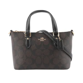 【COACH】Gallery 金字馬車塗層帆布迷你二用包(淺卡其/白色) 歷史價格詳細信息