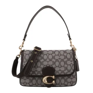 【COACH】TABBY 20 經典滿版C LOGO PVC拼接皮革金屬C字肩背/斜背兩用酒神包(-卡其/棕色) 歷史價格詳細信息