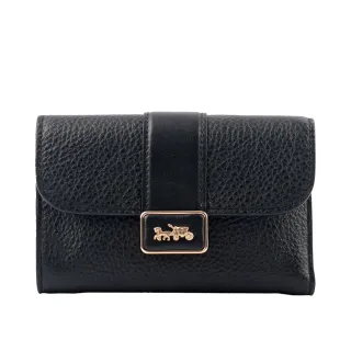 COACH 荔枝皮革方型卡夾拉鍊鍊帶零錢包(黑色) 歷史價格詳細信息