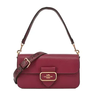 COACH櫻桃紅白邊桃字荔枝紋全皮橫式小款斜背相機包 歷史價格詳細信息