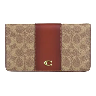 【COACH】小C LOGO直紋手拿/零錢包(焦糖/黑) 歷史價格詳細信息