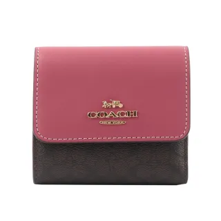 COACH 巧克力C Logo緹花卡其底C字拉鍊袋釦式雙摺短夾 歷史價格詳細信息