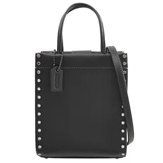 COACH黑色鉚釘荔枝紋全皮釦式翻蓋WOC斜背包 歷史價格詳細信息