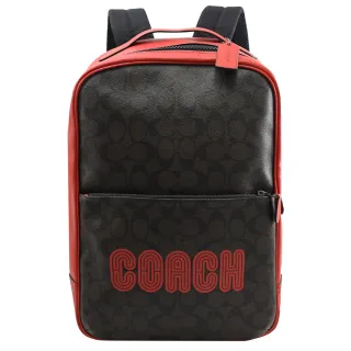 【COACH】經典C字印花拼接條紋皮革方包記者包斜背包(駝黑) 歷史價格詳細信息