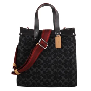 【COACH】Field 30馬車標誌PVC手提肩背兩用包(深咖x白) 歷史價格詳細信息