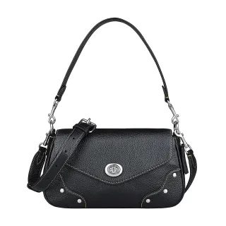 COACH黑色鉚釘荔枝紋全皮釦式翻蓋WOC斜背包 歷史價格詳細信息