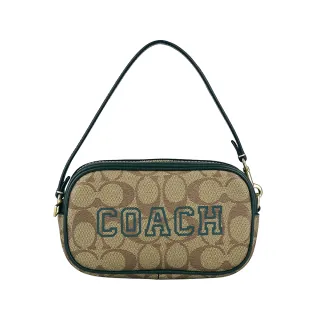 【COACH】緹花PVC手提/斜背迷你款方包(卡其x棕紅) 歷史價格詳細信息