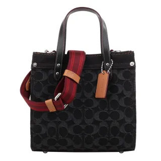 【COACH】Field 30馬車標誌PVC手提肩背兩用包(深咖x白) 歷史價格詳細信息