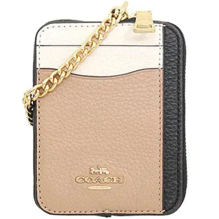 【COACH】奶茶立體馬車logo雙拉鍊手拿包(6649 IMTAU) 歷史價格詳細信息